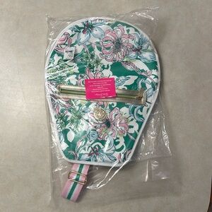 Lilly Pulitzer Spearmint Tennis Racket Cover NWT Complete with strap.